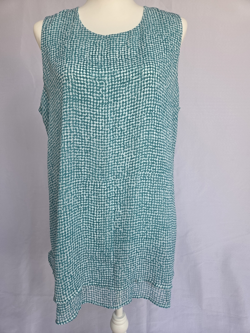 Sleeveless Teal Print Tunic Top by